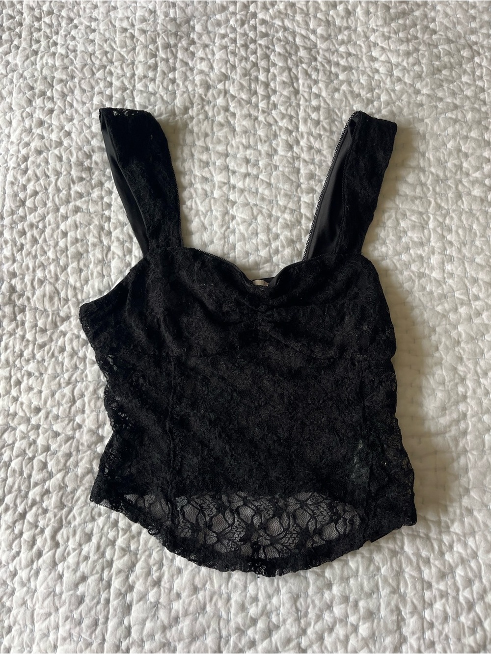 Urban Outfitters Black Lace Cropped Bustier Tank - Picture 2 of 3